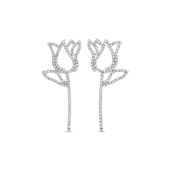 EYE CANDY Los Angeles Dahlia Drop Statement Tulip Earrings Glass Crystal NIB - Picture 2 of 6